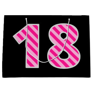Sacola Para Presentes Grande Rosa do divertimento listrado "18"; 18o