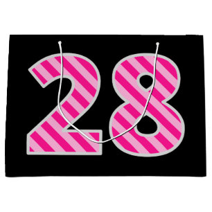 Sacola Para Presentes Grande Rosa do divertimento listrado "28"; 28o