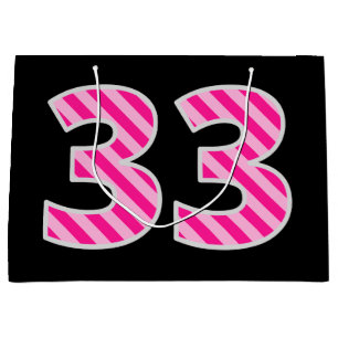 Sacola Para Presentes Grande Rosa do divertimento listrado "33"; 3ó aniversár