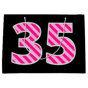 Sacola Para Presentes Grande Rosa do divertimento listrado "35"; 35o