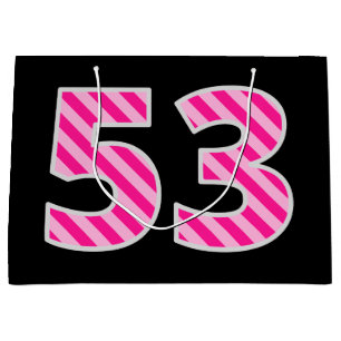 Sacola Para Presentes Grande Rosa do divertimento listrado "53"; 53rd