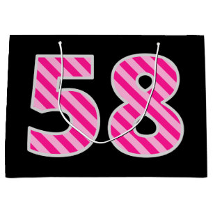 Sacola Para Presentes Grande Rosa do divertimento listrado "58"; 58th