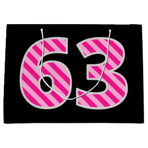 Sacola Para Presentes Grande Rosa do divertimento listrado "63"; 63rd