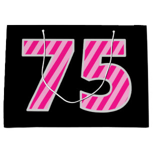 Sacola Para Presentes Grande Rosa do divertimento listrado "75"; 75th