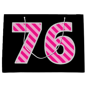 Sacola Para Presentes Grande Rosa do divertimento listrado "76"; 76th