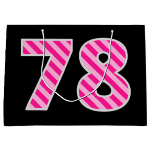Sacola Para Presentes Grande Rosa do divertimento listrado "78"; 78th