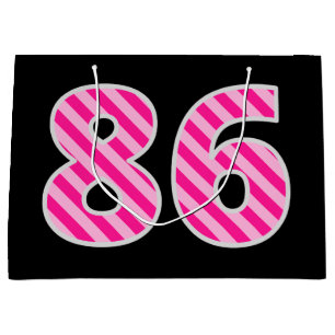 Sacola Para Presentes Grande Rosa do divertimento listrado "86"; 86th