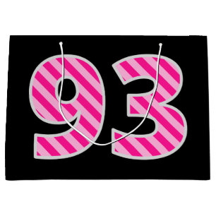 Sacola Para Presentes Grande Rosa do divertimento listrado "93"; 93rd