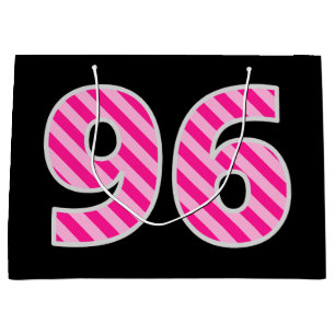Sacola Para Presentes Grande Rosa do divertimento listrado "96"; 96th