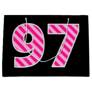 Sacola Para Presentes Grande Rosa do divertimento listrado "97"; 97th
