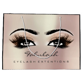 Sacola Para Presentes Grande Rosa Dourado Lash Makeup Glitter Beaumetics