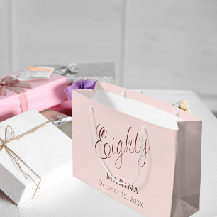 Sacola Para Presentes Grande Rosa dourado script 80