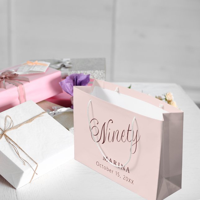 Sacola Para Presentes Grande Rosa dourado script 90 (Criador carregado)