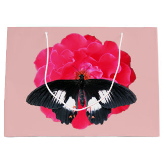 Sacola Para Presentes Grande Rosa e Swallowtail