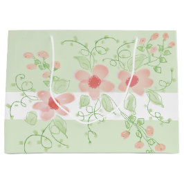 Sacola Para Presentes Grande Rosa e Verde