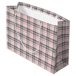 Sacola Para Presentes Grande Rosa Elegante e Cinzas