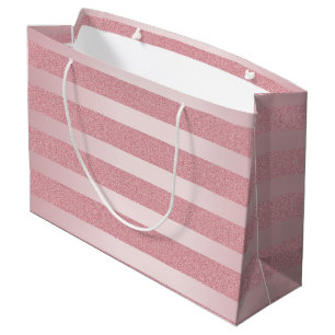 Sacola Para Presentes Grande Rosa Elegante, Modelo Dourado, Trendy Modern