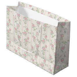 Sacola Para Presentes Grande Rosa Floral