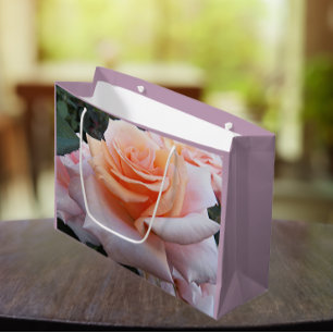 Sacola Para Presentes Grande Rosa Floral grande de laranja e rosa