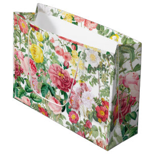 Sacola Para Presentes Grande Rosa Floral Vintage Primavera Garden
