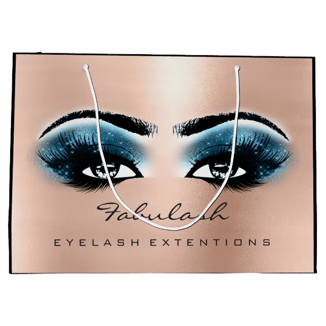 Sacola Para Presentes Grande Rosa Lash Blue Makeup Glitter Beaumetics (Verso)