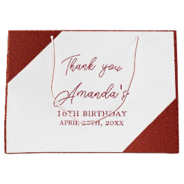 Sacola Para Presentes Grande Rosa moderno Dourado de Cobre Glitter Doce 16 Aniv