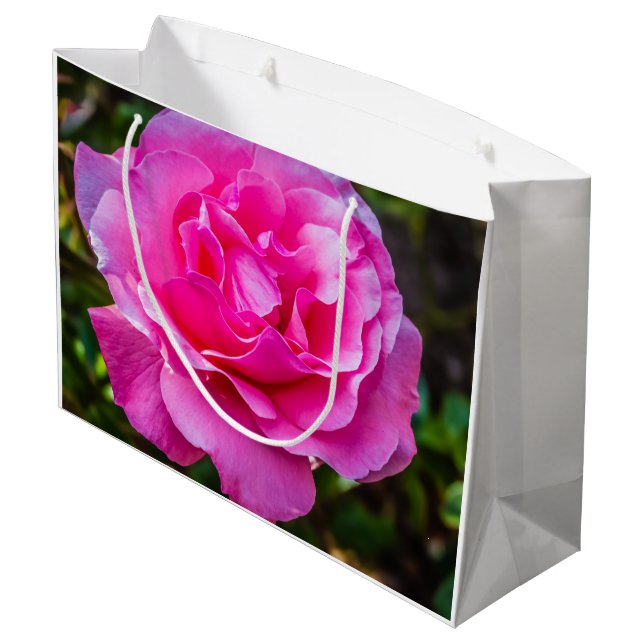 Sacola Para Presentes Grande Rosa rosa delicada. (Verso inclinado)
