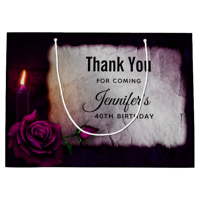 Sacola Para Presentes Grande Rosa, Vela e Banguecoque Gótico (Frente)