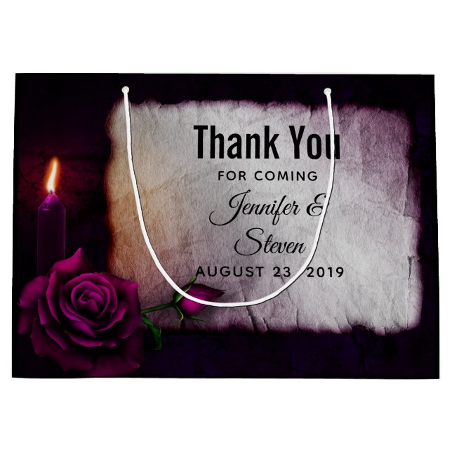 Sacola Para Presentes Grande Rosa, Vela e Casamento de Pergaminho (Frente)