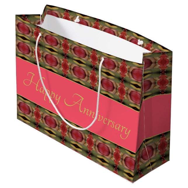 Sacola Para Presentes Grande Rosa Verde e Ouro da Borgonha (Verso inclinado)