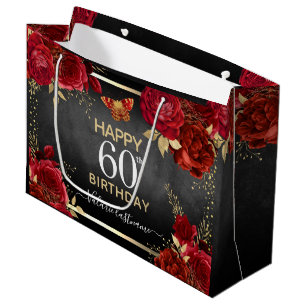 Sacola Para Presentes Grande rosa vermelha 60th Birthday Large Gift Bag