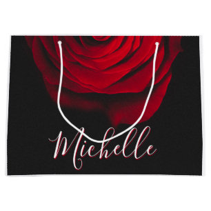 Sacola Para Presentes Grande Rosa vermelha monográfica personalizada fotografia