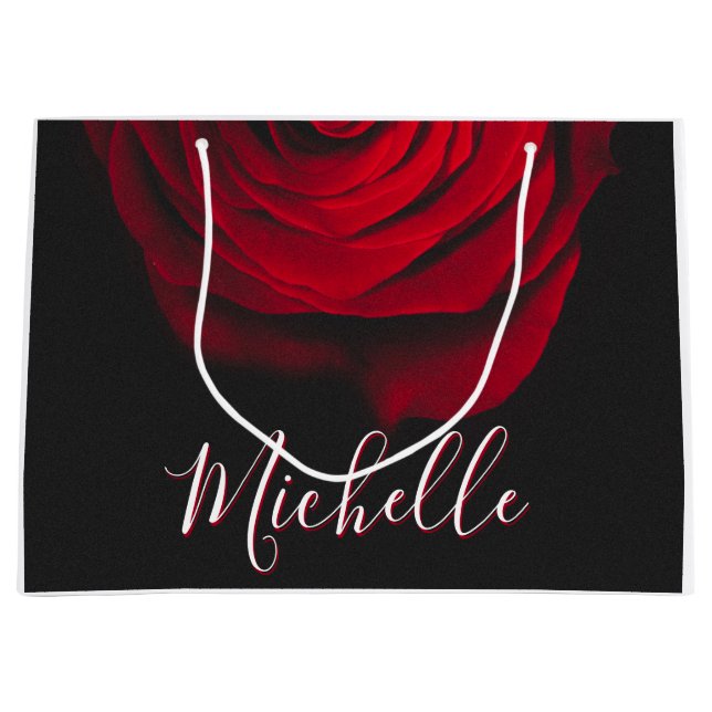 Sacola Para Presentes Grande Rosa vermelha monográfica personalizada fotografia (Frente)