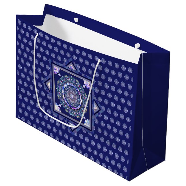 Sacola Para Presentes Grande Rosace Azul (Frente inclinada)