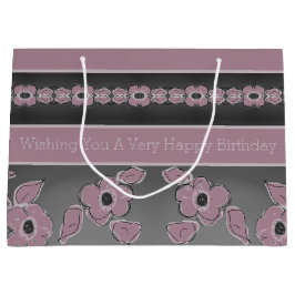 Sacola Para Presentes Grande Rosado Rosa E Cinzas De Carvão