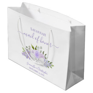 Sacola Para Presentes Grande Rosas Boho Lavanda Bouquet Casamento Dama de Honra