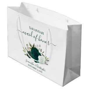 Sacola Para Presentes Grande Rosas Boho Verde Esmeralda Dama de Honra Casamento