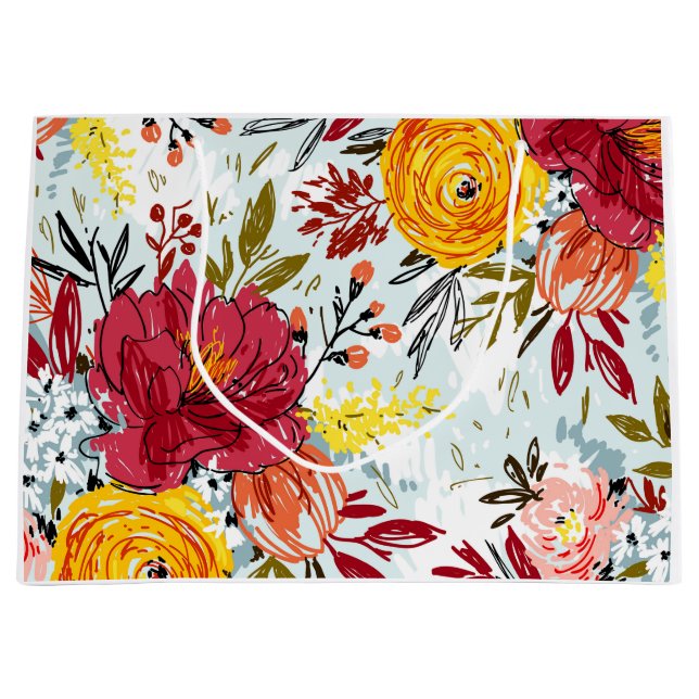 Sacola Para Presentes Grande Rosas bonitas (Frente)