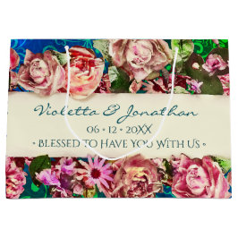 Sacola Para Presentes Grande Rosas Coloridos Casamento Floral Cute Rainbow