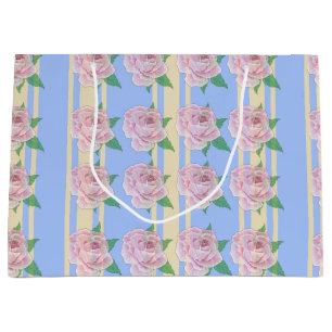 Sacola Para Presentes Grande Rosas de Regência Azul Grande Saco de Presente