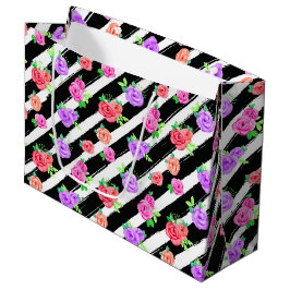 Sacola Para Presentes Grande Rosas Edgs & Modern Stripes Fashion Party
