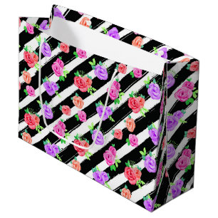 Sacola Para Presentes Grande Rosas Edgs & Modern Stripes Fashion Party