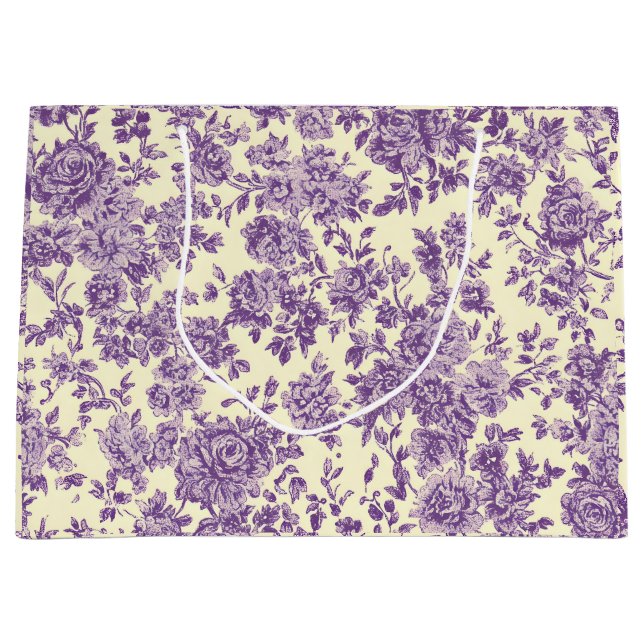 Sacola Para Presentes Grande Rosas Lavanda (Frente)