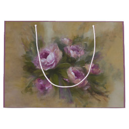 Sacola Para Presentes Grande Rosas Rosa / Roxo Grandes