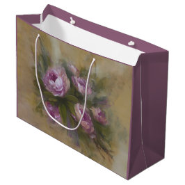 Sacola Para Presentes Grande Rosas Rosa / Roxo Grandes