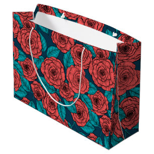Sacola Para Presentes Grande Rosas vermelhas