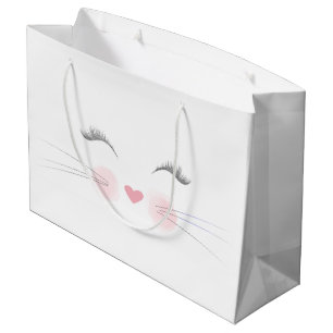 Sacola Para Presentes Grande Rosto de Gatinho