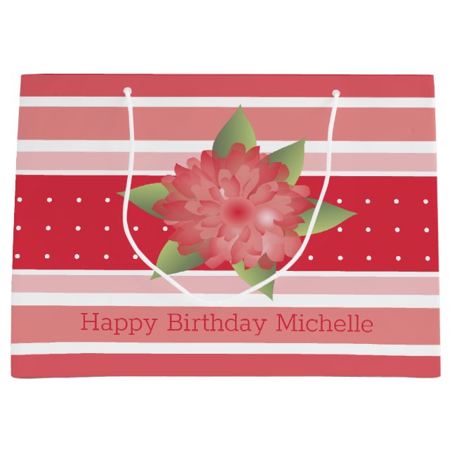 Sacola Para Presentes Grande Rosy Pink Stripe (Frente)