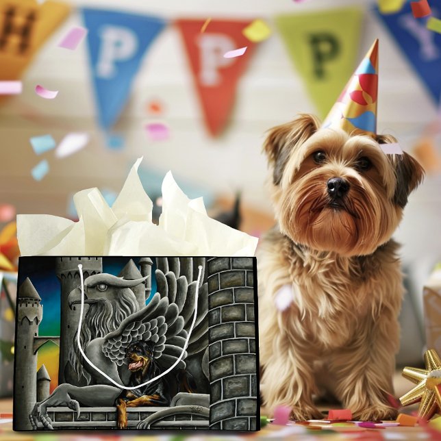 Sacola Para Presentes Grande Rottweiler Dog Gargoyle Fantasy (Criador carregado)