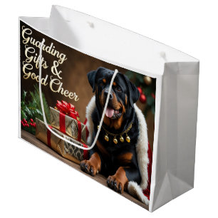 Sacola Para Presentes Grande Rottweiler Natal Festivo